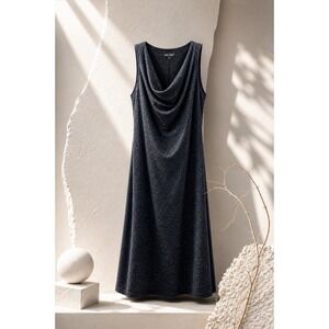 Wet Seal Gray Midi Cowl Neck Sleeveless Dress Size Large Y2K Boho Made in USA